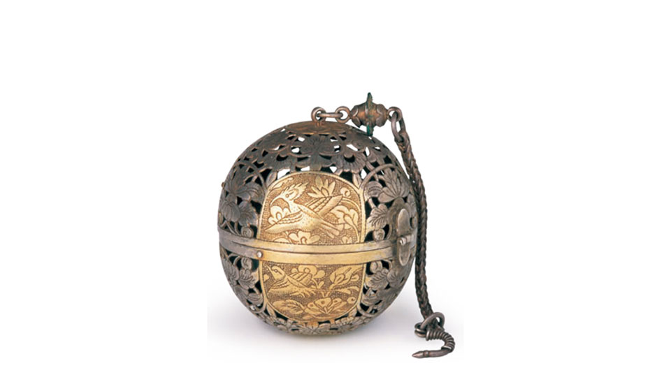 Ball-shaped Gilded Silver Incense Burner