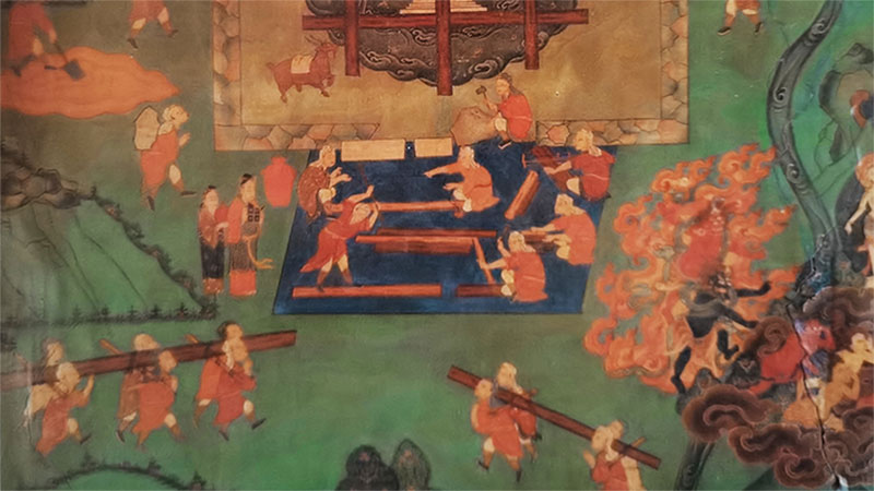 Mural Depicting the Construction of the Jo-khang Temple