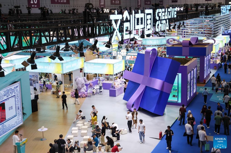 This photo taken on May 22, 2026 shows a scene at the Creative China exhibition area of the 22nd China (Shenzhen) International Cultural Industries Fair in Shenzhen, south China's Guangdong Province.
The 22nd China (Shenzhen) International Cultural Industries Fair kicked off here on Thursday, showcasing over 120,000 cultural products. The Creative China exhibition area brings together domestic cultural IPs, sci-tech innovation products, cultural and tourism products, intangible cultural heritage products, and popular creative cultural products. Creative cultural products from more than 30 famous domestic cultural heritage institutions and museums are also showcased during the event, attracting numerous visitors. Photo: Xinhua